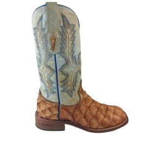 Corral Tan and Blue Cowboy Boots
